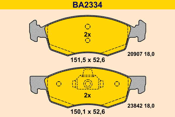 BA2334 BARUM Комплект тормозных колодок, дисковый тормоз (фото 1)