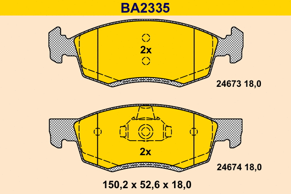 BA2335 BARUM Комплект тормозных колодок, дисковый тормоз (фото 1)
