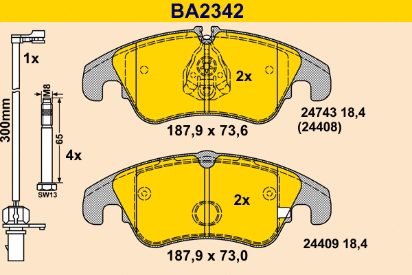 BA2342 BARUM Комплект тормозных колодок, дисковый тормоз (фото 1)