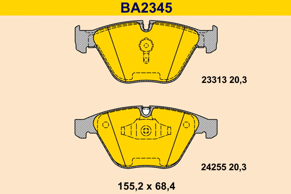 BA2345 BARUM Комплект тормозных колодок, дисковый тормоз (фото 1)