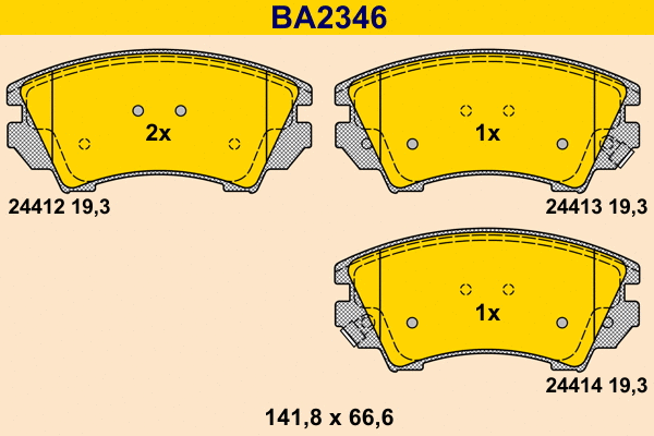 BA2346 BARUM Комплект тормозных колодок, дисковый тормоз (фото 1)