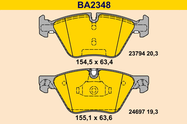 BA2348 BARUM Комплект тормозных колодок, дисковый тормоз (фото 1)