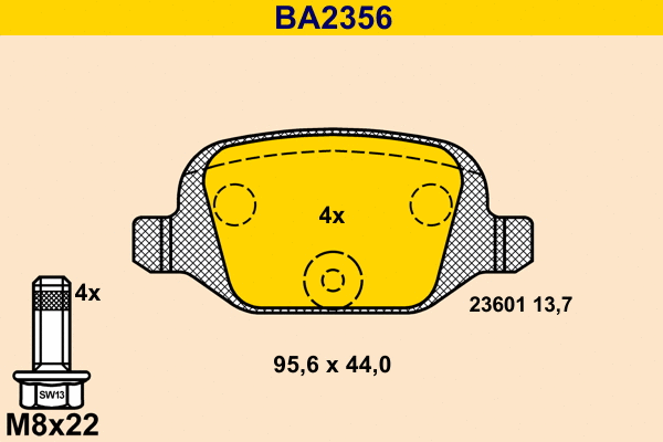 BA2356 BARUM Комплект тормозных колодок, дисковый тормоз (фото 1)