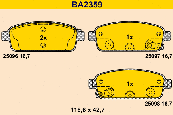 BA2359 BARUM Комплект тормозных колодок, дисковый тормоз (фото 1)