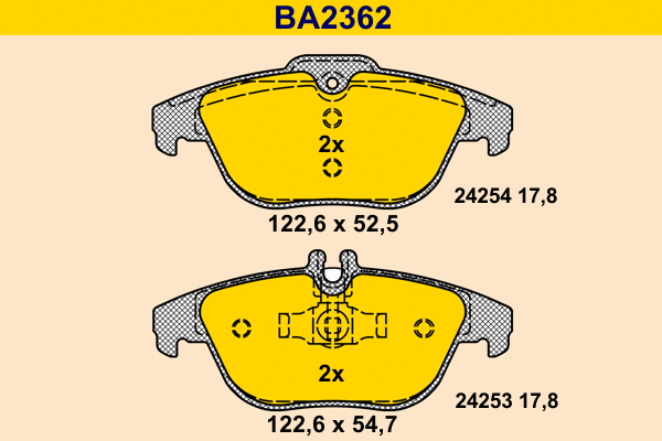 BA2362 BARUM Комплект тормозных колодок, дисковый тормоз (фото 1)