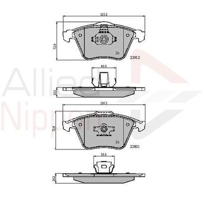 ADB01607 COMLINE Комплект тормозных колодок, дисковый тормоз (фото 1)
