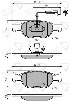 ADB11171 COMLINE Комплект тормозных колодок, дисковый тормоз (фото 1)