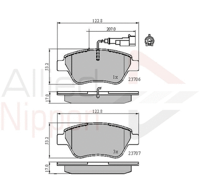 ADB11702 COMLINE Комплект тормозных колодок, дисковый тормоз (фото 1)