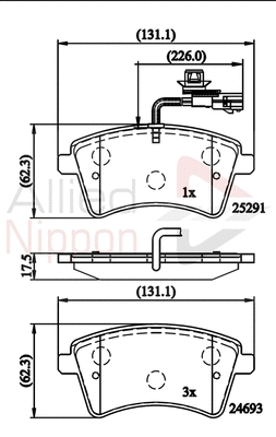 ADB11707 COMLINE Комплект тормозных колодок, дисковый тормоз (фото 1)