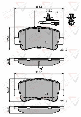 ADB12105 COMLINE Комплект тормозных колодок, дисковый тормоз (фото 1)