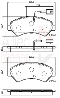 ADB12225 COMLINE Комплект тормозных колодок, дисковый тормоз (фото 1)