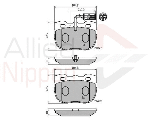ADB1401 COMLINE Комплект тормозных колодок, дисковый тормоз (фото 1)