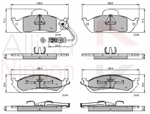 ADB1911 COMLINE Комплект тормозных колодок, дисковый тормоз (фото 1)