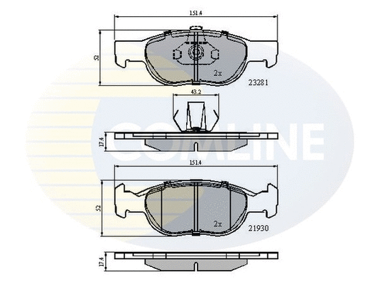 CBP01018 COMLINE Комплект тормозных колодок, дисковый тормоз (фото 1)