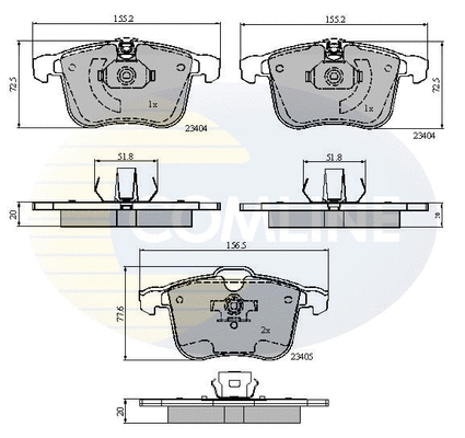 CBP01593 COMLINE Комплект тормозных колодок, дисковый тормоз (фото 1)