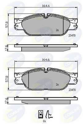 CBP01704 COMLINE Комплект тормозных колодок, дисковый тормоз (фото 1)