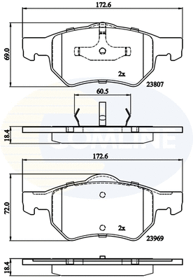CBP02222 COMLINE Комплект тормозных колодок, дисковый тормоз (фото 1)