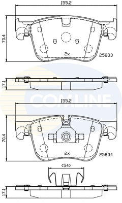 CBP02236 COMLINE Комплект тормозных колодок, дисковый тормоз (фото 1)