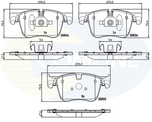 CBP02250 COMLINE Комплект тормозных колодок, дисковый тормоз (фото 1)