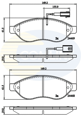 CBP12227 COMLINE Комплект тормозных колодок, дисковый тормоз (фото 1)