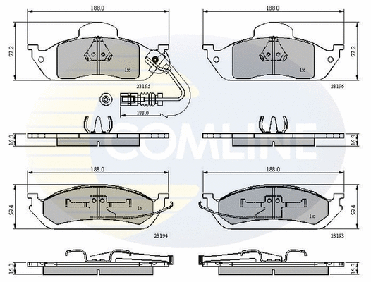 CBP1911 COMLINE Комплект тормозных колодок, дисковый тормоз (фото 1)