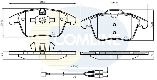 CBP22002 COMLINE Комплект тормозных колодок, дисковый тормоз (фото 1)