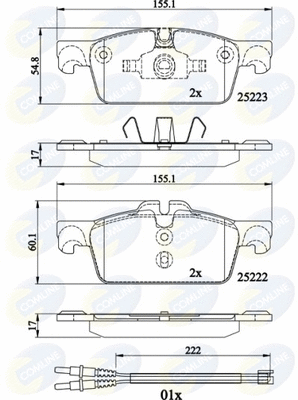 CBP22195 COMLINE Комплект тормозных колодок, дисковый тормоз (фото 1)