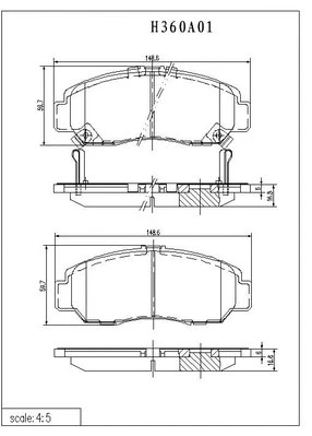 H360A01 NPS Комплект тормозных колодок, дисковый тормоз (фото 1)