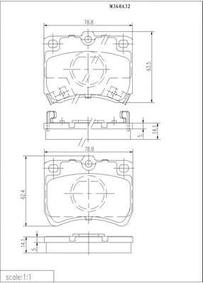 M360A32 NPS Комплект тормозных колодок, дисковый тормоз (фото 1)