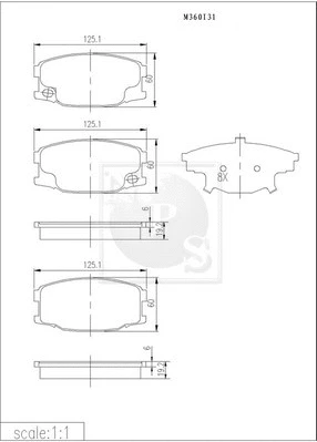 M360I31 NPS Комплект тормозных колодок, дисковый тормоз (фото 1)