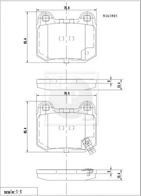N361N05 NPS Комплект тормозных колодок, дисковый тормоз (фото 1)