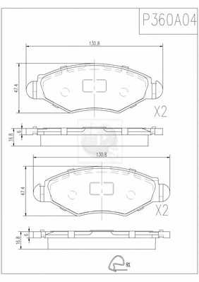 P360A04 NPS Комплект тормозных колодок, дисковый тормоз (фото 1)