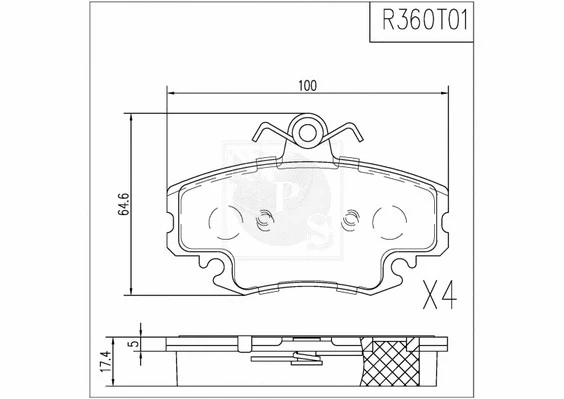 R360T01 NPS Комплект тормозных колодок, дисковый тормоз (фото 1)