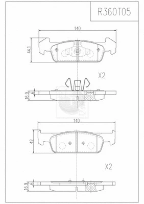 R360T05 NPS Комплект тормозных колодок, дисковый тормоз (фото 1)