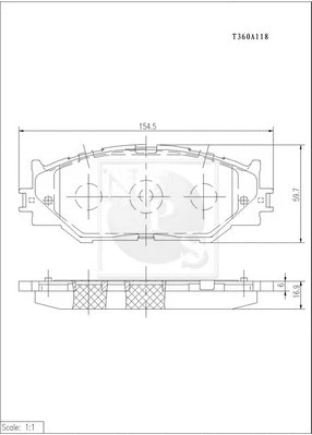 T360A118 NPS Комплект тормозных колодок, дисковый тормоз (фото 1)