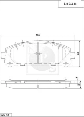 T360A128 NPS Комплект тормозных колодок, дисковый тормоз (фото 1)