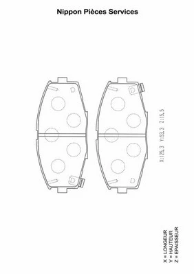 T360A45 NPS Комплект тормозных колодок, дисковый тормоз (фото 1)