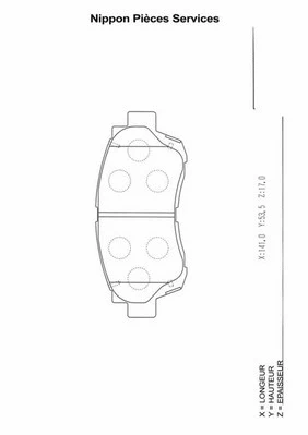 T360A60 NPS Комплект тормозных колодок, дисковый тормоз (фото 1)