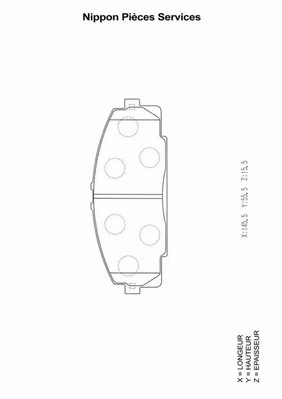 T360A71 NPS Комплект тормозных колодок, дисковый тормоз (фото 1)
