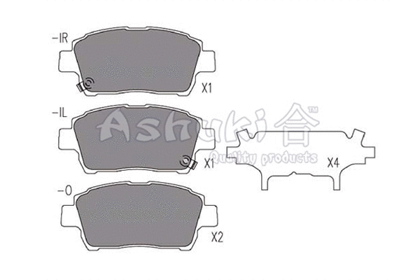 1080-8802 ASHUKI by Palidium Комплект тормозных колодок, дисковый тормоз (фото 1)