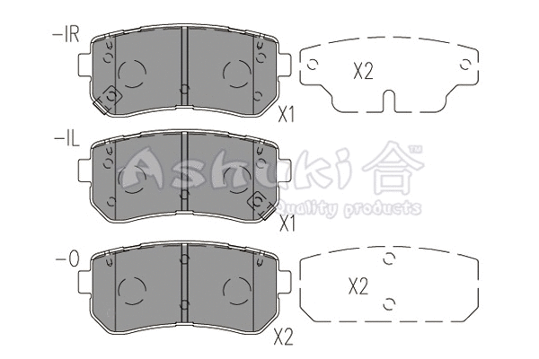 I044-08 ASHUKI by Palidium Комплект тормозных колодок, дисковый тормоз (фото 1)