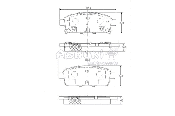 J009-60 ASHUKI by Palidium Комплект тормозных колодок, дисковый тормоз (фото 1)