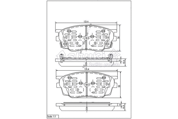 M050-35 ASHUKI by Palidium Комплект тормозных колодок, дисковый тормоз (фото 1)
