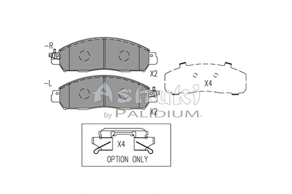 N009-98 ASHUKI by Palidium Комплект тормозных колодок, дисковый тормоз (фото 1)