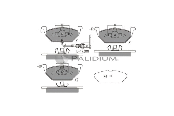 P1-1001 ASHUKI by Palidium Комплект тормозных колодок, дисковый тормоз (фото 1)