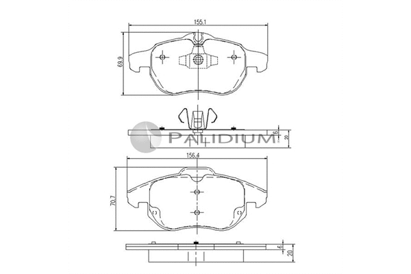 P1-1125 ASHUKI by Palidium Комплект тормозных колодок, дисковый тормоз (фото 1)