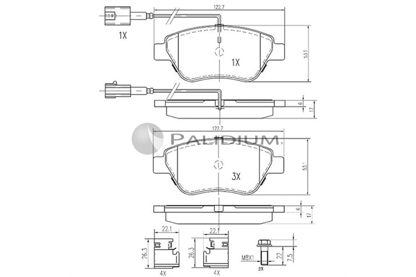 P1-1482 ASHUKI by Palidium Комплект тормозных колодок, дисковый тормоз (фото 1)