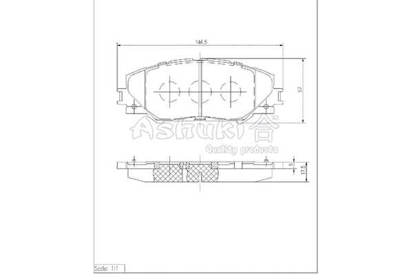 T113-15 ASHUKI by Palidium Комплект тормозных колодок, дисковый тормоз (фото 1)