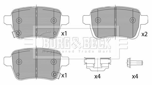 BBP2460 BORG & BECK Комплект тормозных колодок, дисковый тормоз (фото 1)