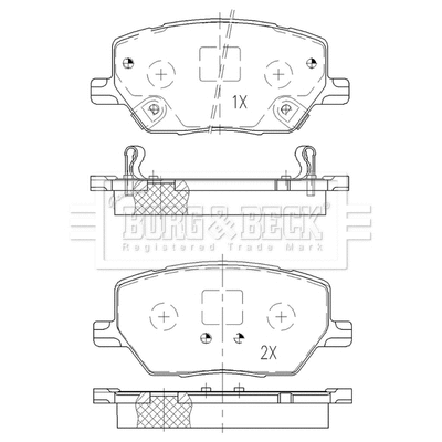 BBP2519 BORG & BECK Комплект тормозных колодок, дисковый тормоз (фото 2)